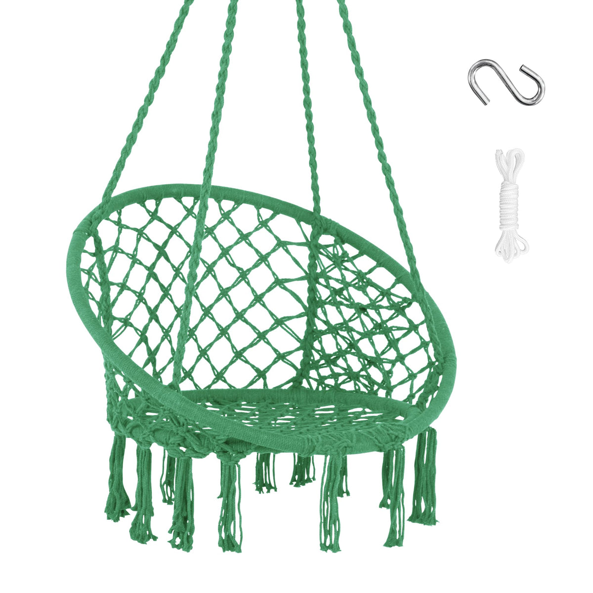 SUNCREAT Hammock Chair Hanging Macrame Swing with Hardware Kits, Grey