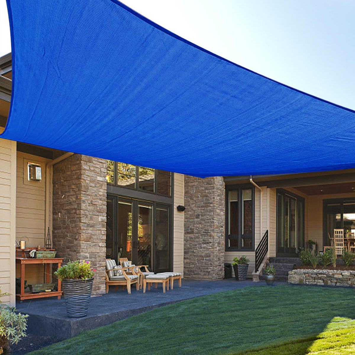 LOVE STORY 16' x 16' x 16' Triangle Sun Shade Sail for Patio, Terra Red