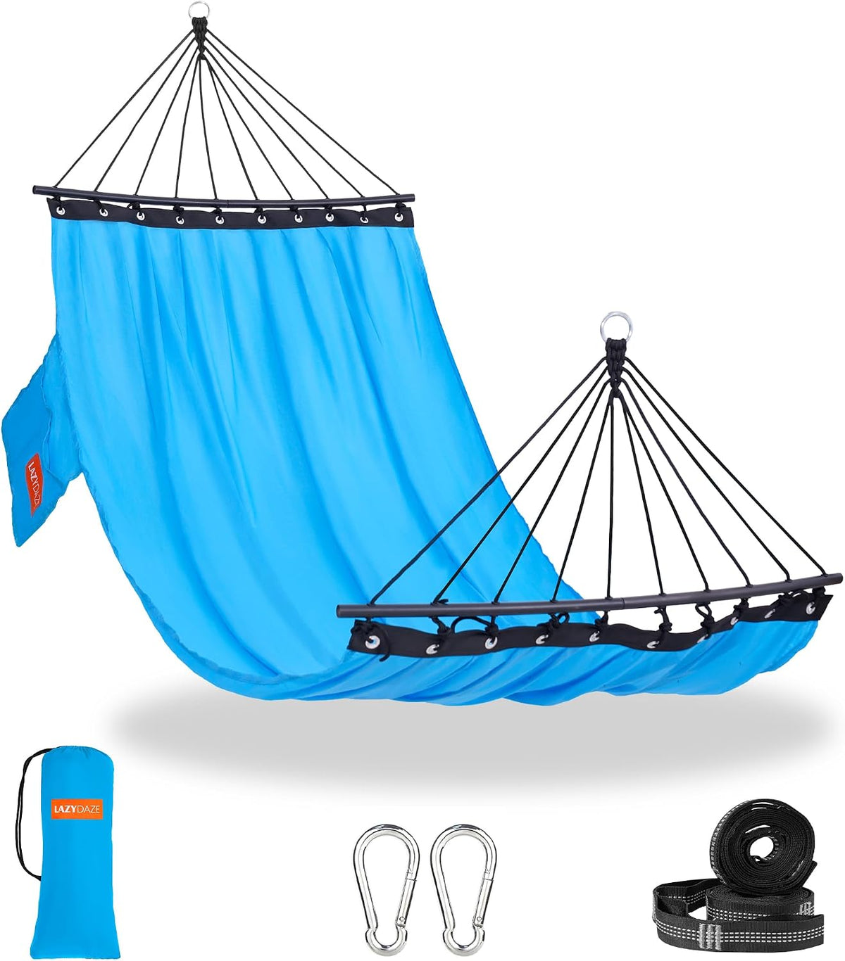 Lazy Daze Portable Camping Hammock with Curved Spreader Bar, Aqua