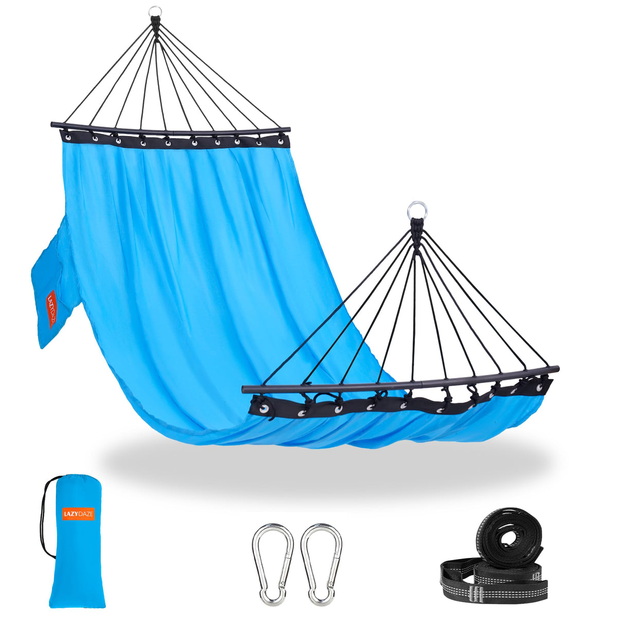 Lazy Daze Portable Camping Hammock with Curved Spreader Bar, Aqua