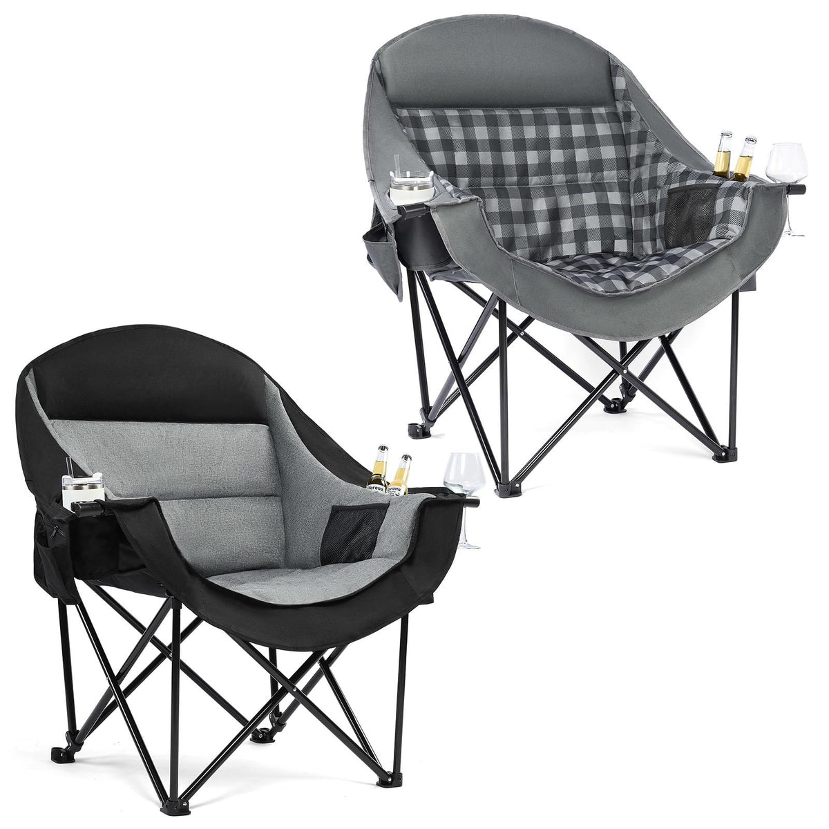 Oversized Camping Chairs for Adults - Heavy Duty Padded Outdoor Camp Chair