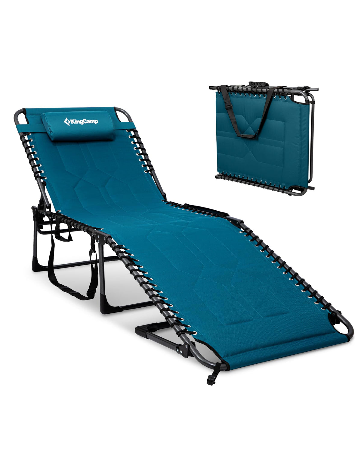 KingCamp Oversized Padded Lounge Chair 440lbs Tanning Chair, Grey
