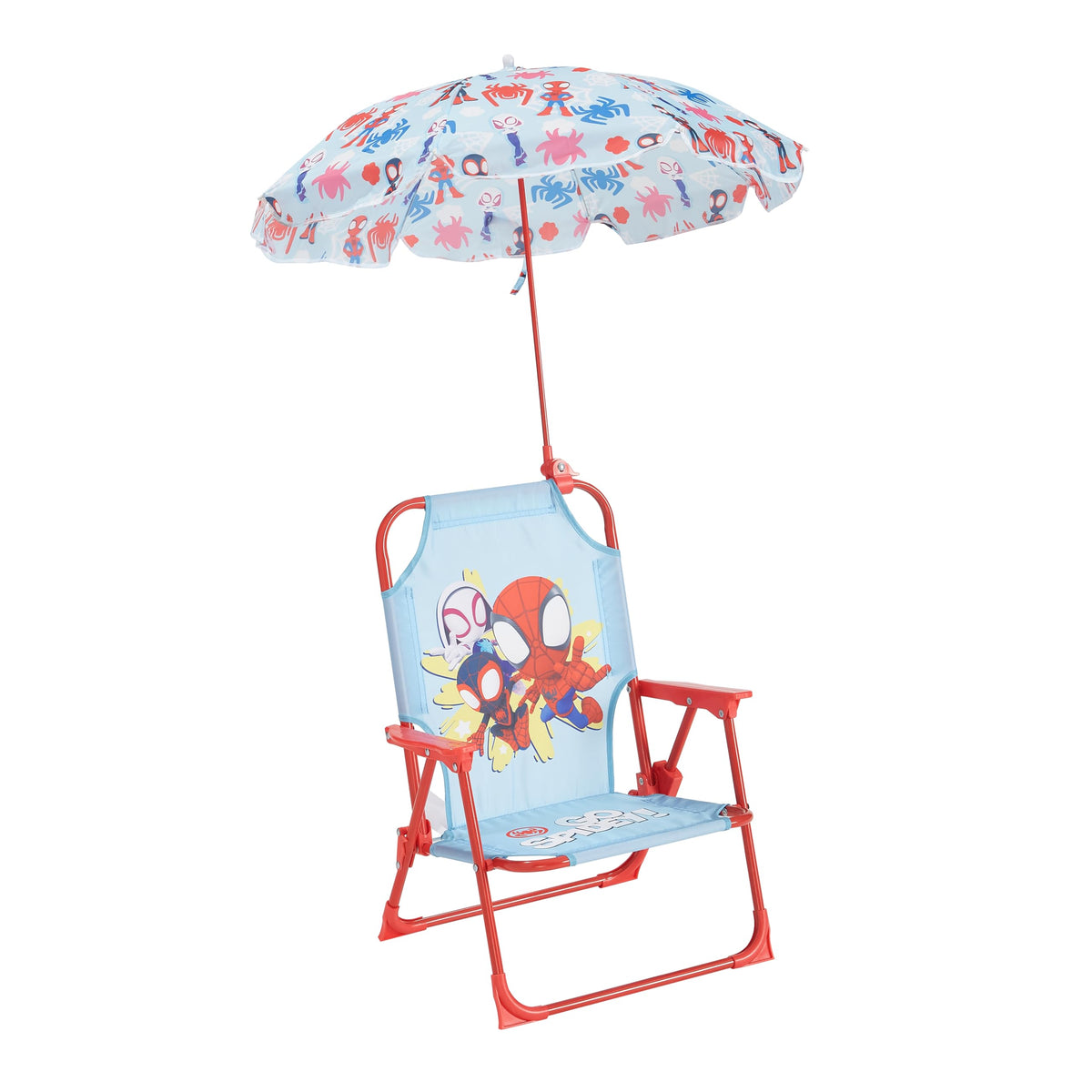 Sanrio Hello Kitty Kids Outdoor Folding Beach Chair with Umbrella,Portable Camp Chair for Ages 3+, Lightweight & Compact for Beach, Camping, and Backyard