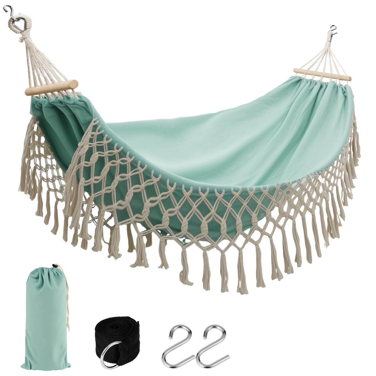 Portable Hammock,Bohemian Hammock,Rope Hammock,Suitable,Yard, Beach, Backyard,Garden (Blue, 79 * 59)