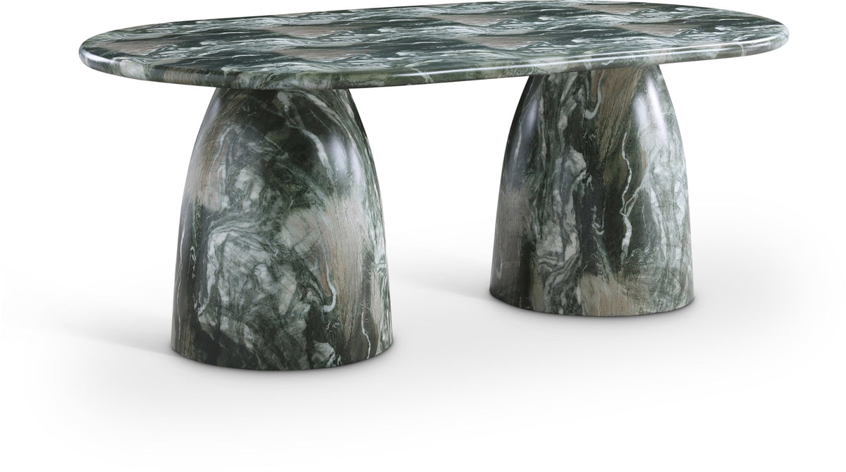 Meridian Furniture 702Brown-T Cosenza Collection Art Deco 78" Indoor/Outdoor Concrete Dining Table with Brown Marble Finish, 78" W x 44.5" D x 30" H, Brown