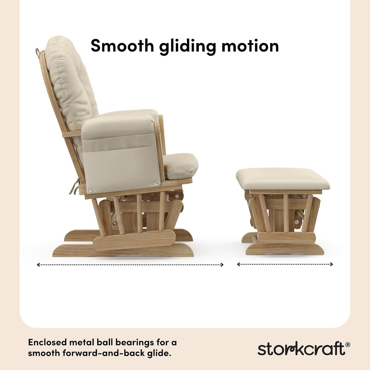 Storkcraft Premium Hoop Glider & Ottoman, Natural/Beige