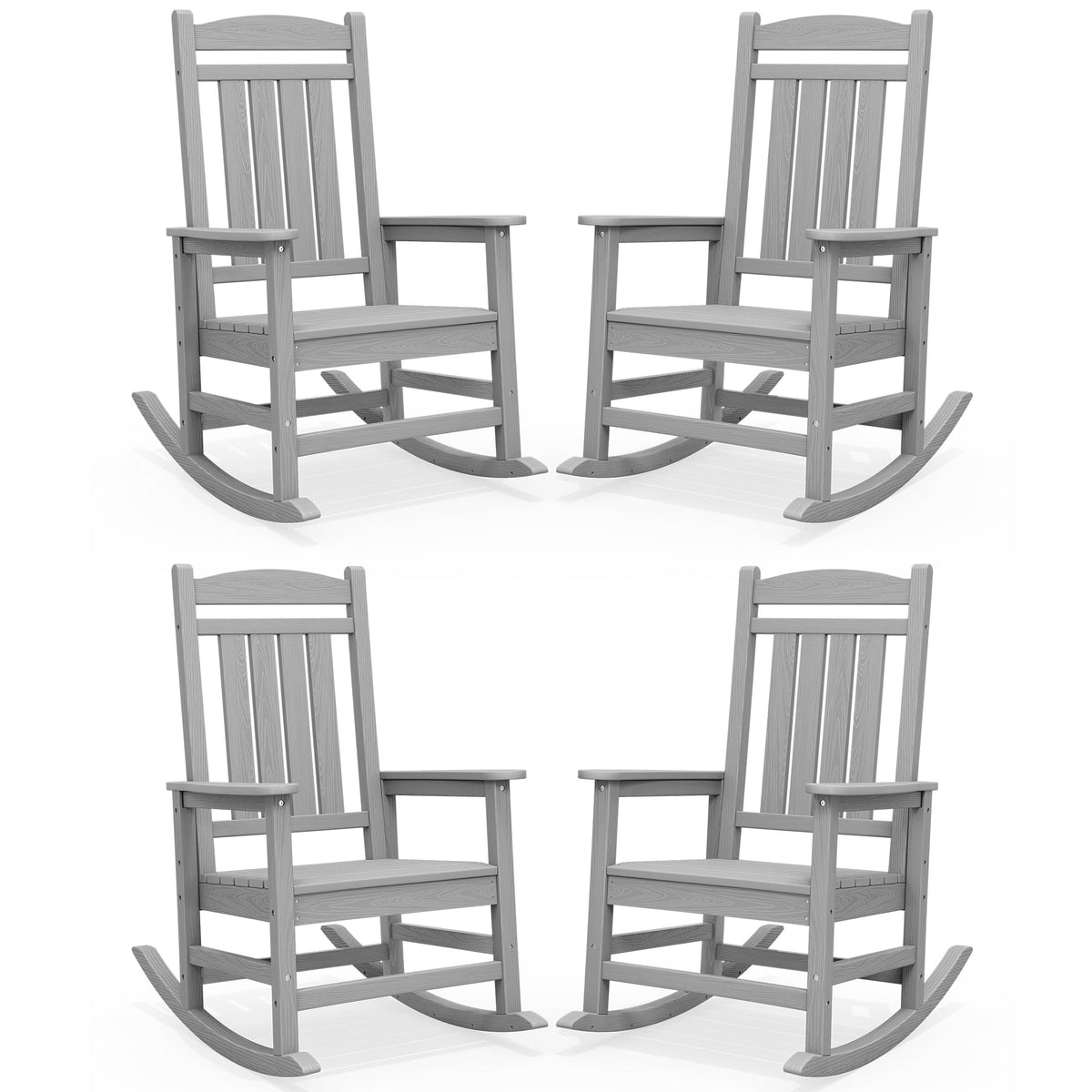SERWALL Outdoor Rocking Chair Set of 2, Patio Rocking Chair, Brown
