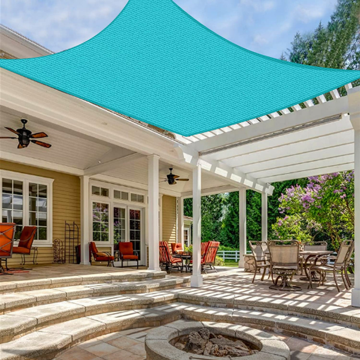 LOVE STORY 12' x 12' x 12' Triangle Sun Shade Sail for Patio Turquoise Blue