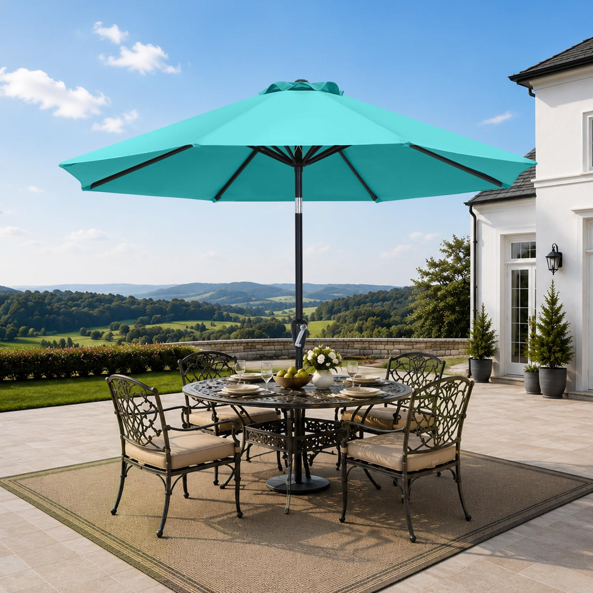 MASTERCANOPY 9ft Patio Umbrella with Tilt & Crank, Brown