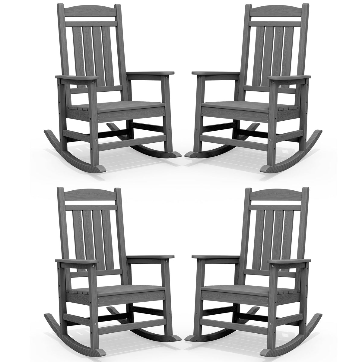SERWALL Outdoor Rocking Chair Set of 2, Patio Rocking Chair, Brown