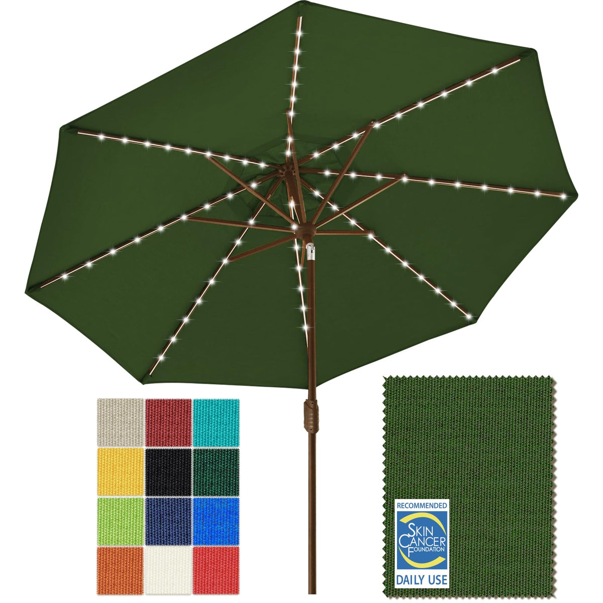 EliteShade USA 10-Year-Non-Fading 9ft 3-Tier Market Patio Umbrella, Commercial Table Umbrella with 80 Solar LED Lights, Crank Open, Windproof & UPF 50+ UV Protection for Garden, Deck, Pool, Backyard, Heather Beige
