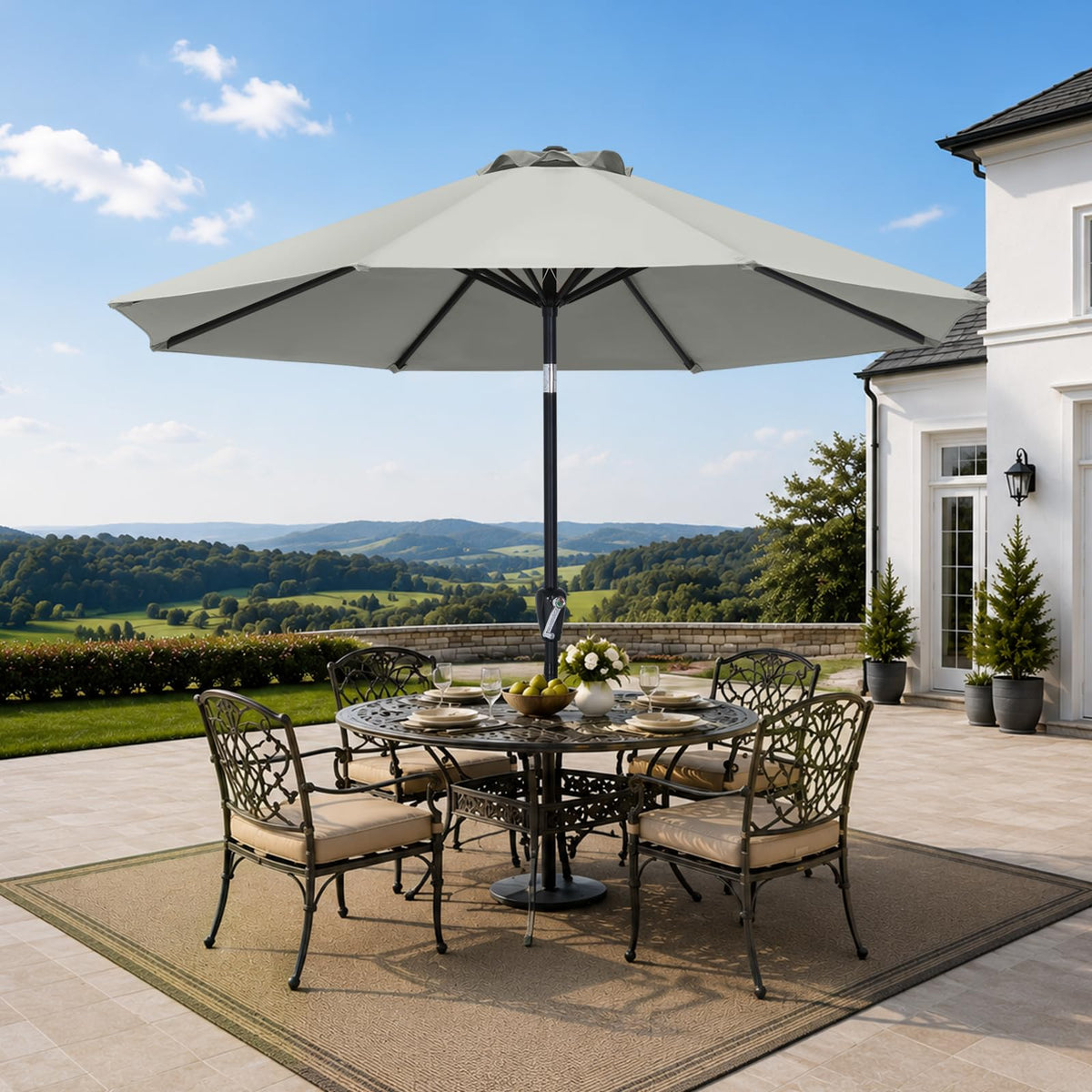 MASTERCANOPY 9ft Patio Umbrella with Tilt & Crank, Brown