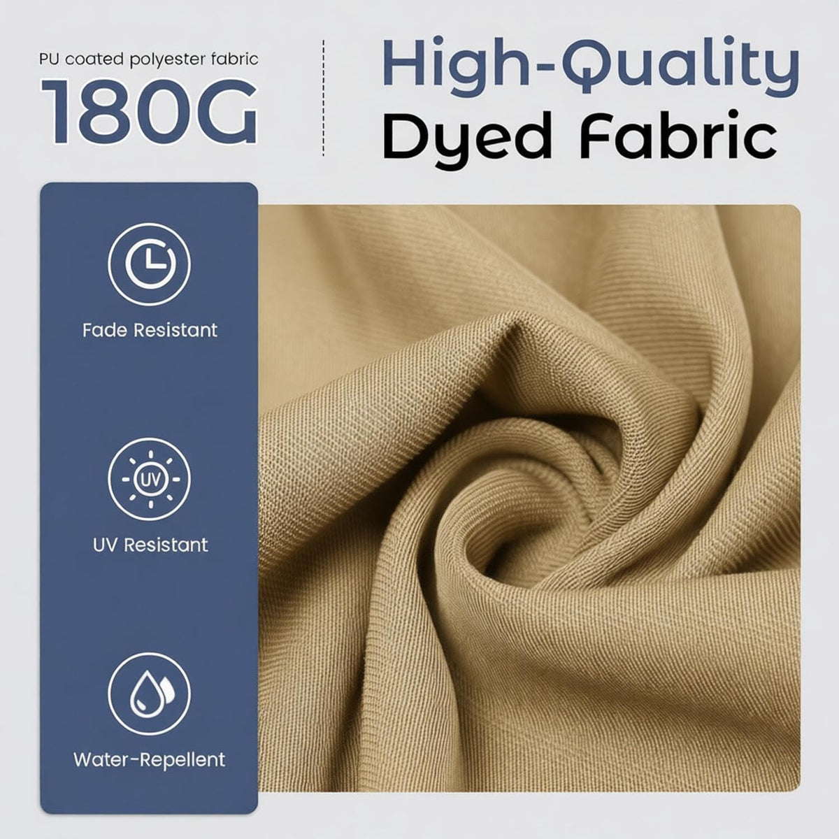 15ft Patio Umbrella Replacement Canopy for 12 Ribs, Large Outdoor Umbrella Top Cover Only,Double-Sided Fabric for Market Umbrellas, Sombrillas de Patio Repuesto (Frame NOT Included),khaki