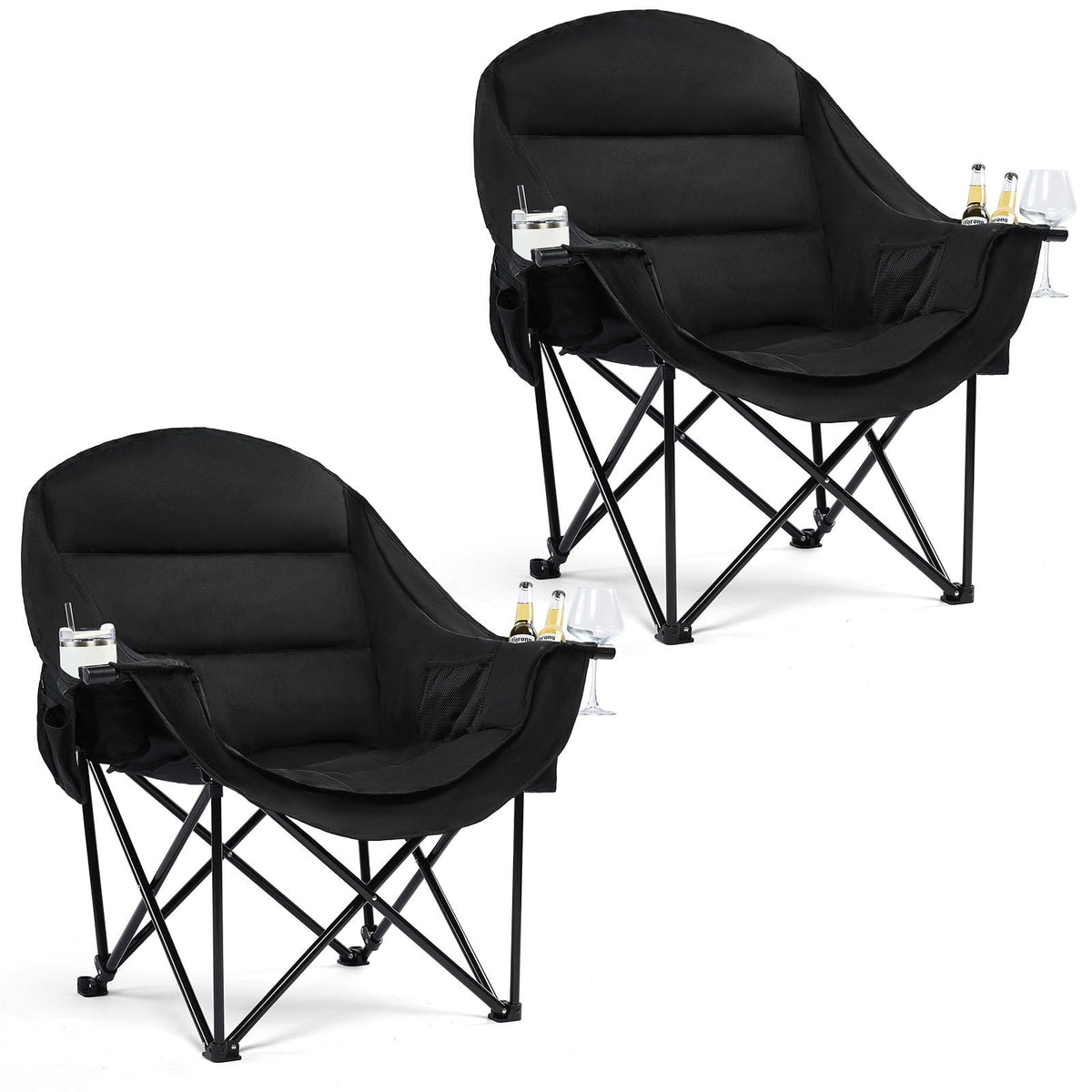 Oversized Camping Chairs for Adults - Heavy Duty Padded Outdoor Camp Chair