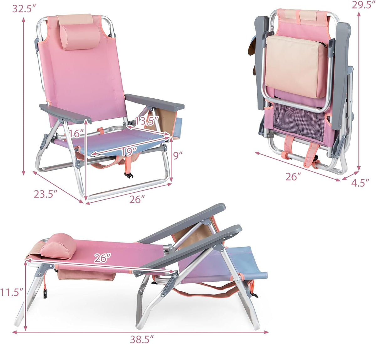 GYMAX Beach Chairs, Backpack Camping Chair