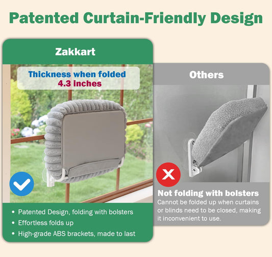 Zakkart SnugCloud Foldable Cat Window Perch (Cream White, L)