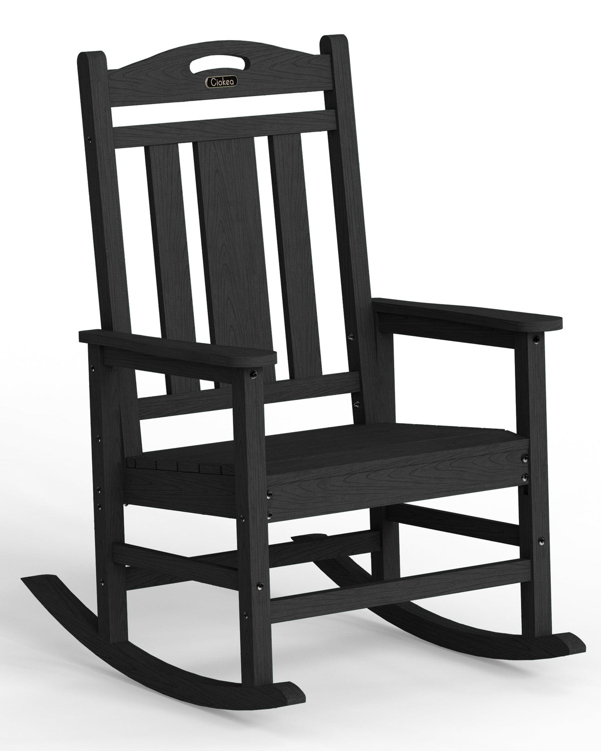 Ciokea Oversized Outdoor Rocking Chair, 380lbs Heavy-Duty Large Patio Rocker, Weather Resistant & Anti-Fade Porch Chair, High Back Cozy Rocking Chair for Outside, Fire Pit, Deck, Garden, Black