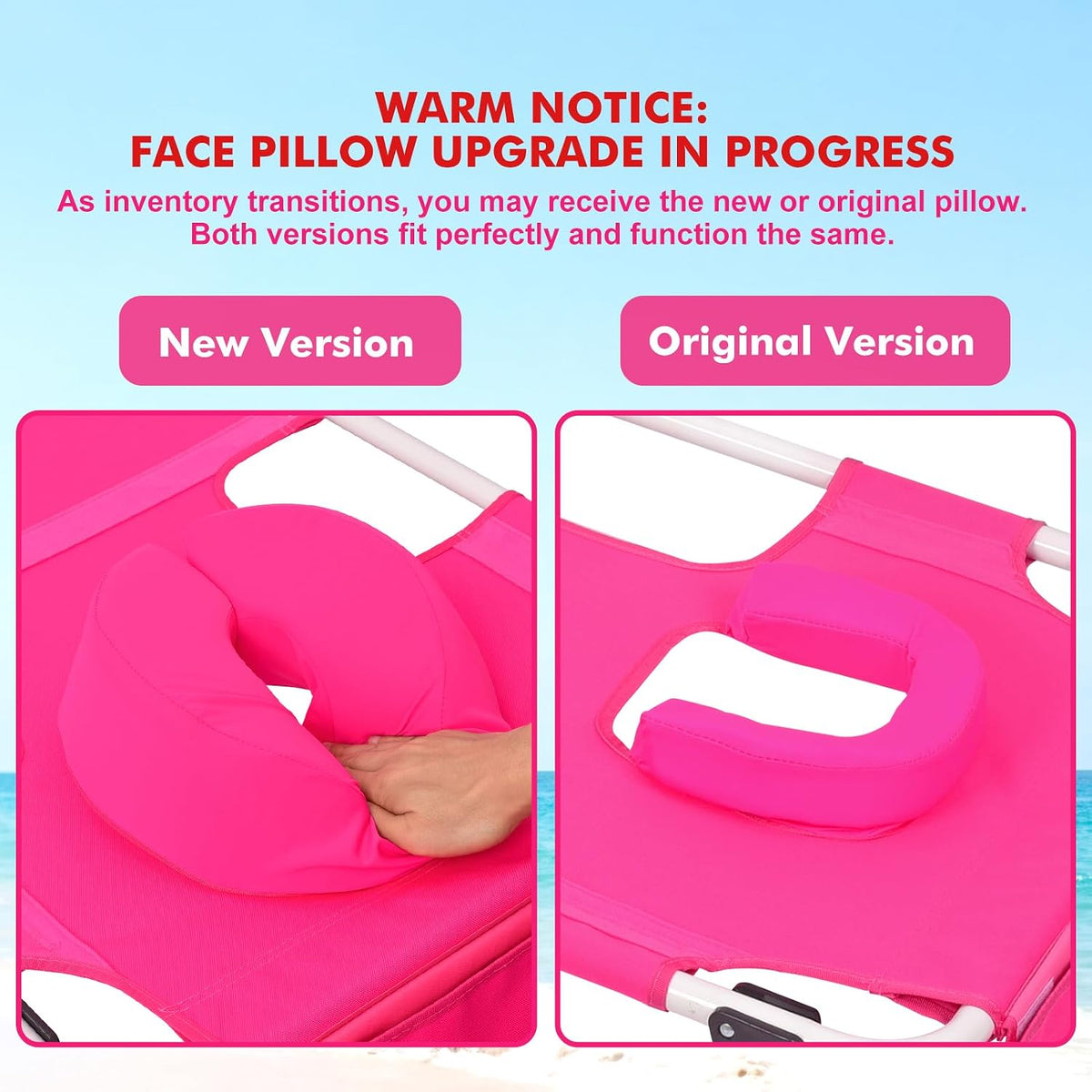 Tanning Chair with Sun Canopy Face Hole Softer Padded Adjustable Washable, Heavy Duty Layout Folding Lounge Chair for Adults Outside Beach Reading Sunbathing Poolside, UPF 50+ Sun Shade, Pink, 300 LBS