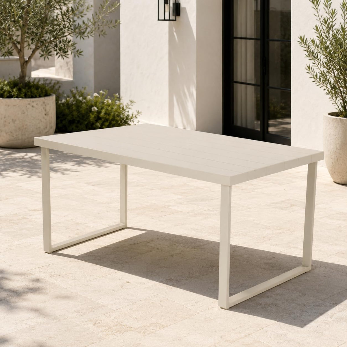 Grand patio Outdoor Dining Table for 6, Rectangle Aluminum Metal Table, Brown