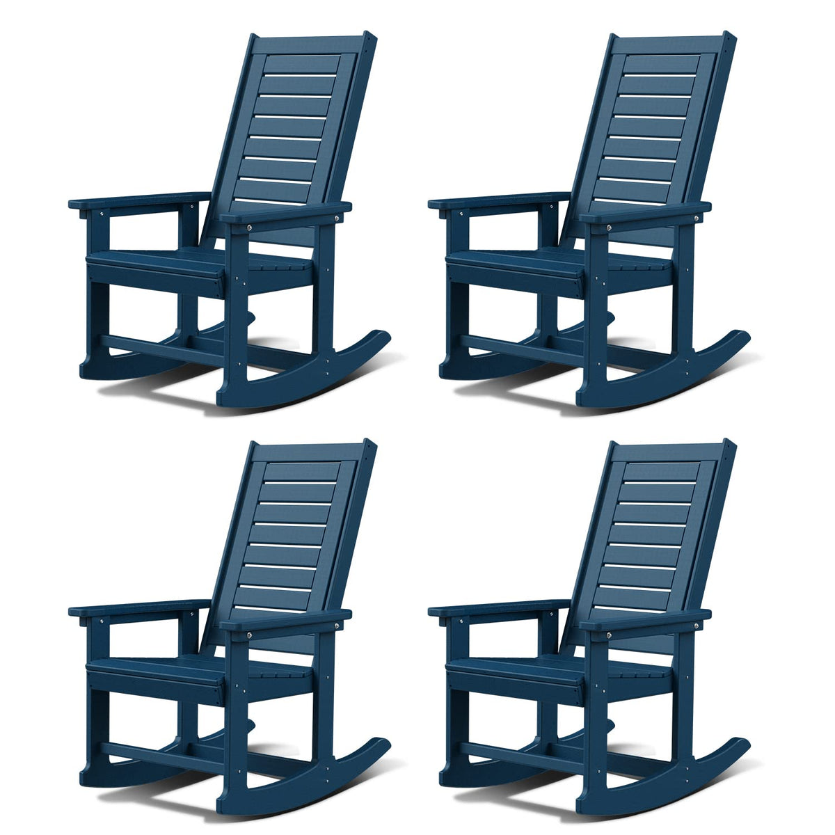 GREENVINES Oversized Outdoor Rocking Chairs Set of 2, HDPE Rocker, Black