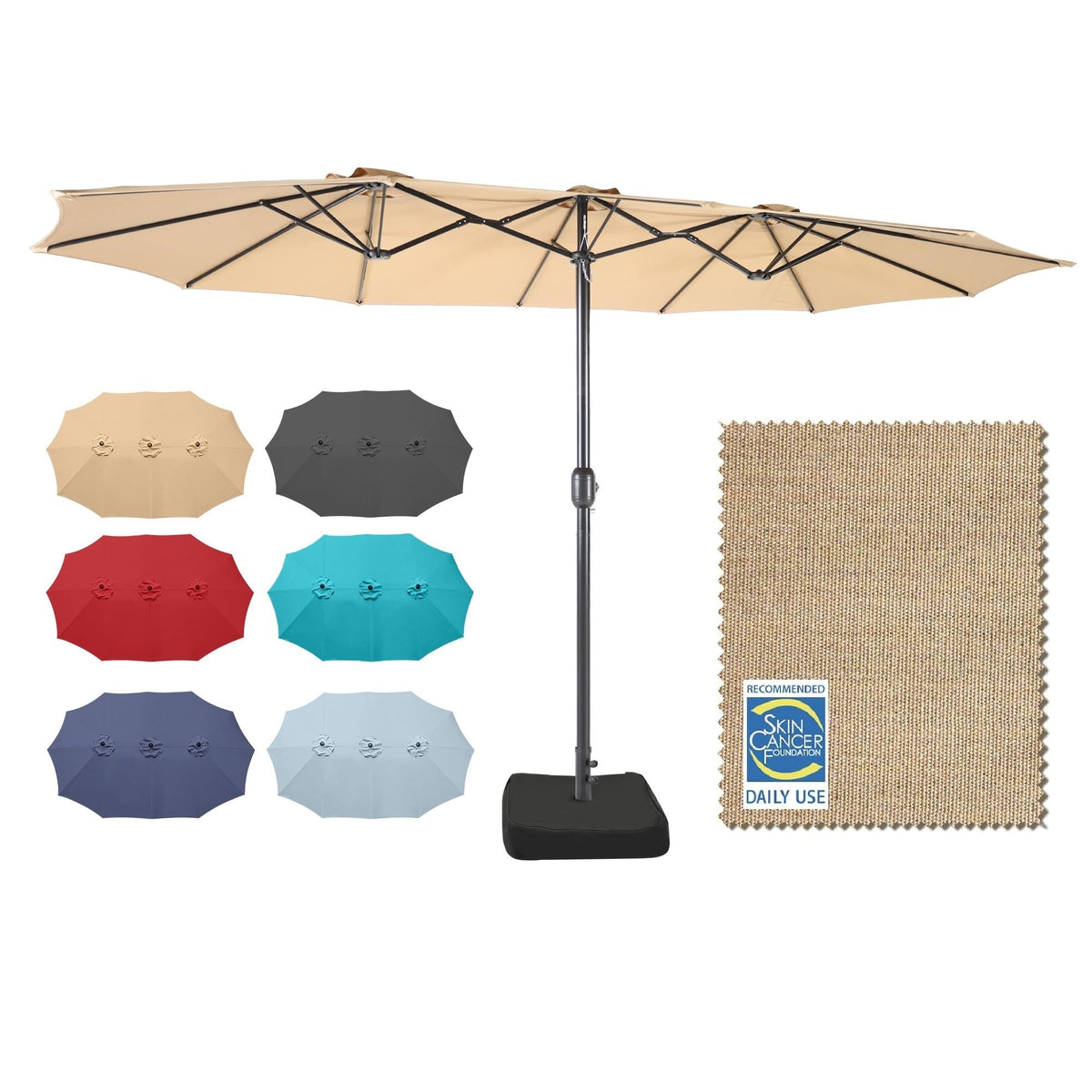 15ft Large Outdoor Patio Umbrella with Base Included