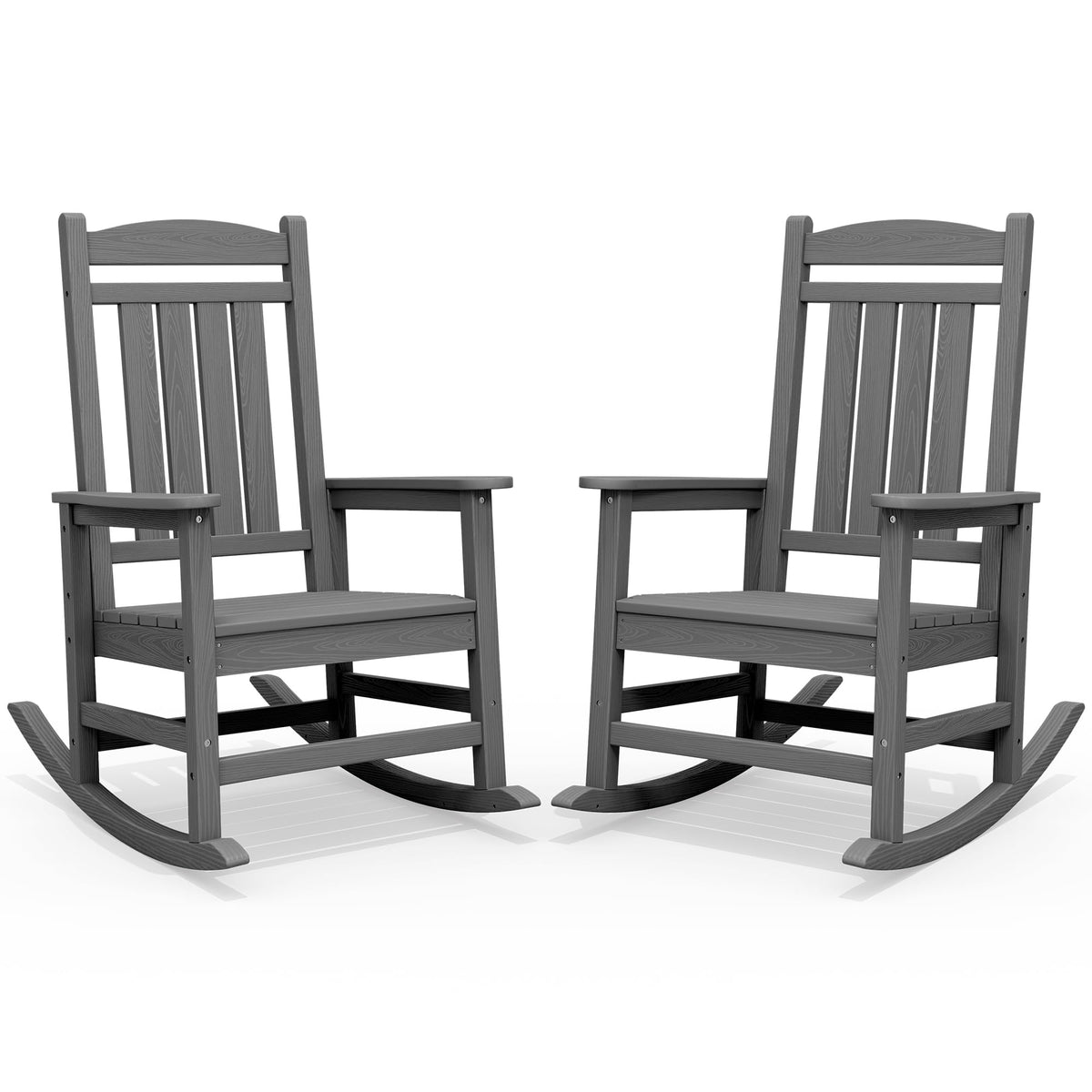 SERWALL Outdoor Rocking Chair Set of 2, Patio Rocking Chair, Brown