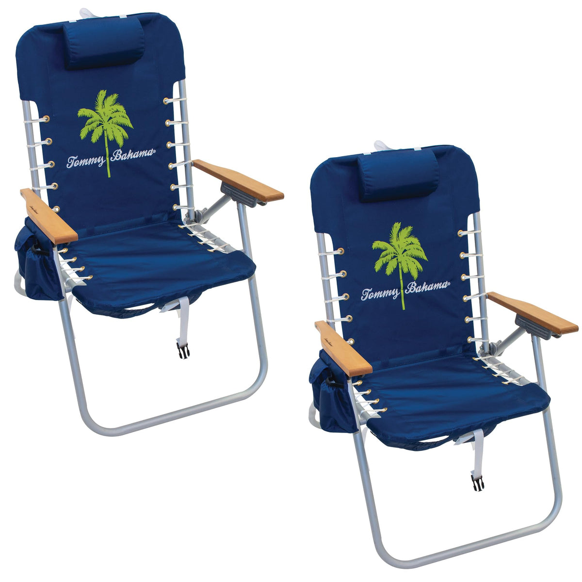 Tommy Bahama Hi-Boy 17" Seat Height 4-Position Lace-Up Suspension Folding Beach Backpack Chair