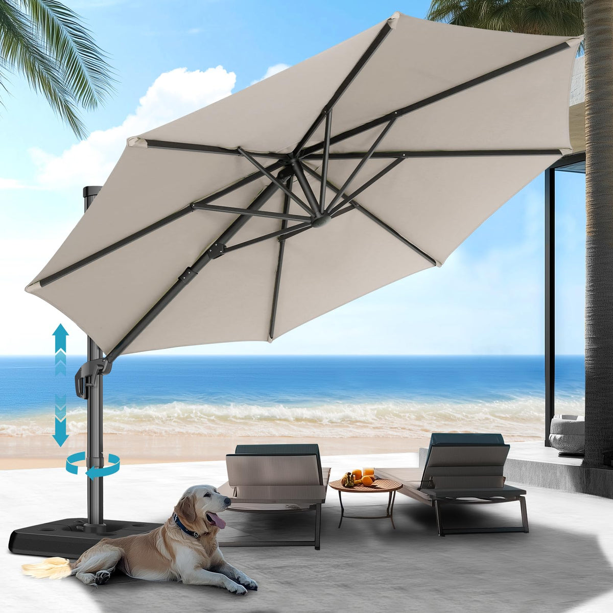 HOTEEL 10x10ft Patio Umbrella Cantilever Umbrella Double Top - Upgrade and Intensify - 360 Rotation and 5 Angles Adjustment - Aluminum Offset Pool Umbrella Outdoor Umbrellas for Patio Garden Deck Pool
