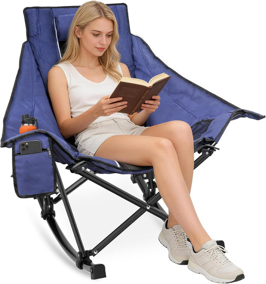 Suteck Oversized Rocking Camping Chair, Thick Padded Camp Rocker for Adults