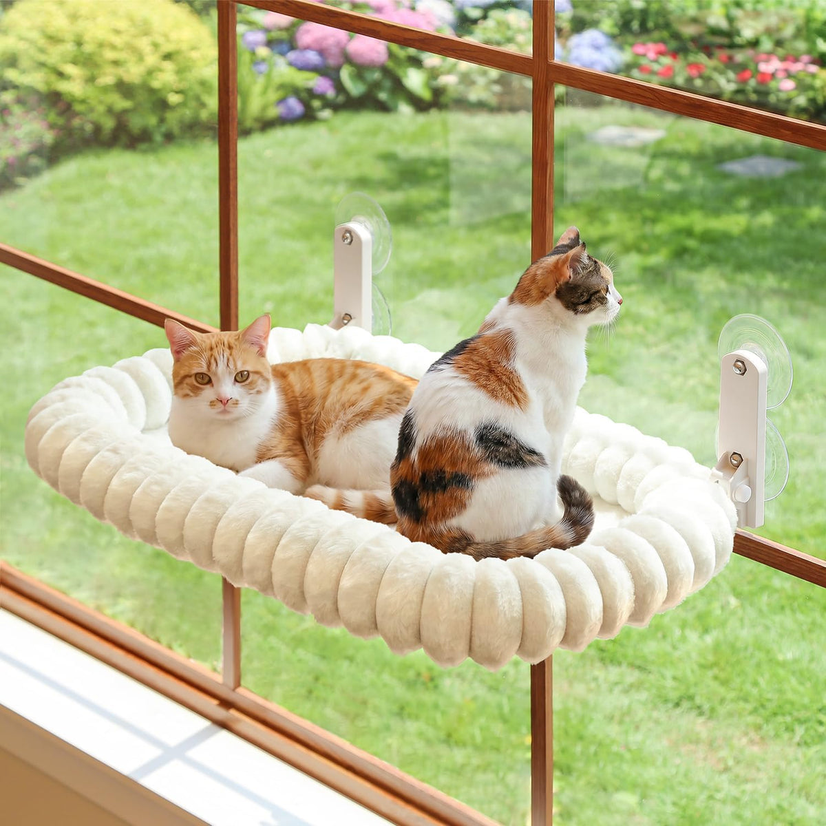 Zakkart SnugCloud Foldable Cat Window Perch (Cream White, L)