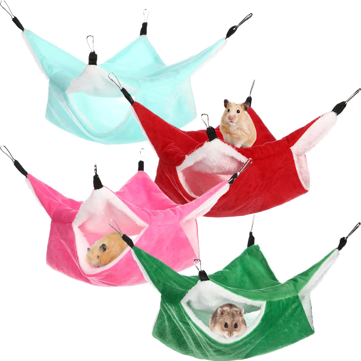 Nuogo 4 Pcs Guinea Pig Rat Hammock for Cage, Dark Color, Classic