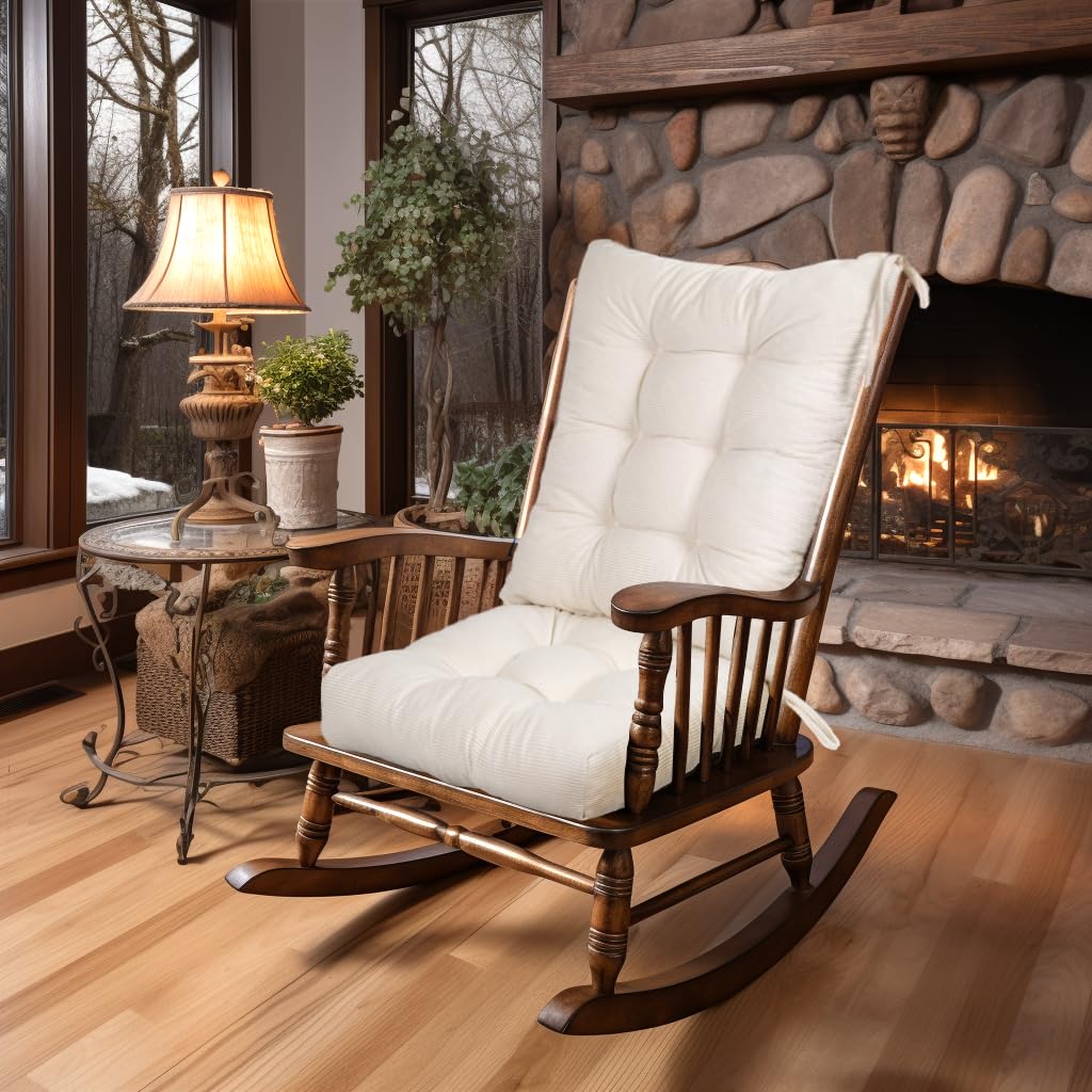 Lokex Rocking Chair Cushion, Tufted Indoor Rocking Chair Pads, 21x17/17x17