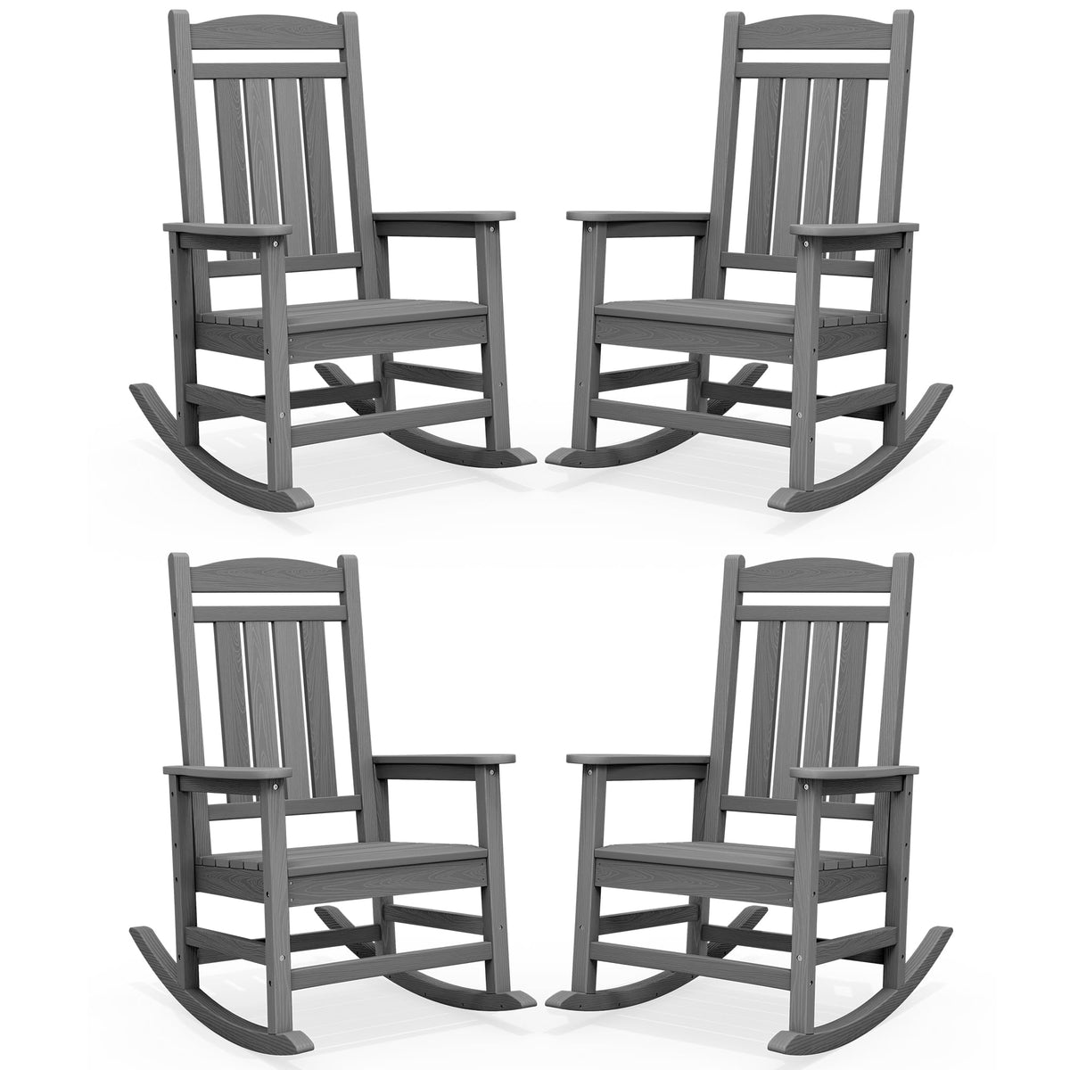SERWALL Outdoor Rocking Chair Set of 2, Patio Rocking Chair, Brown