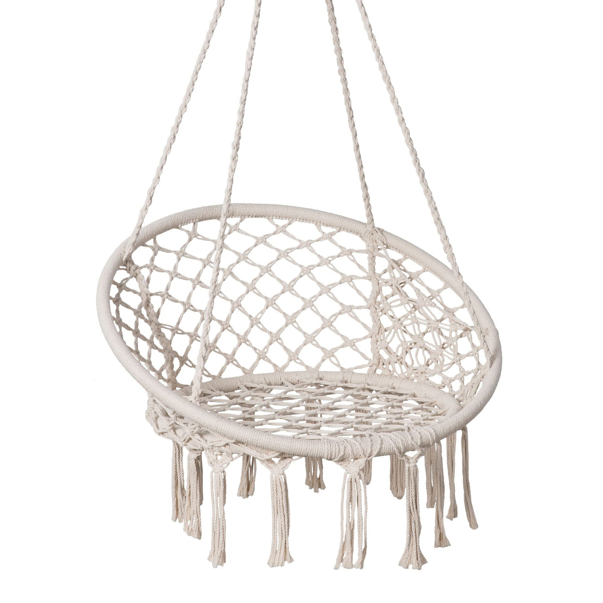 SUNCREAT Hammock Chair Hanging Macrame Swing with Hardware Kits, Grey