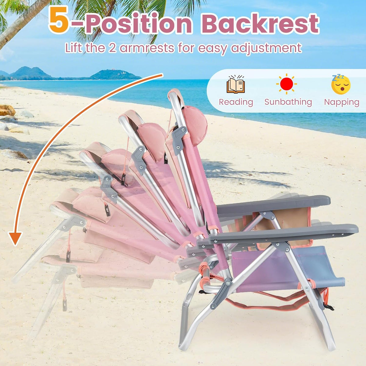 GYMAX Beach Chairs, Backpack Camping Chair