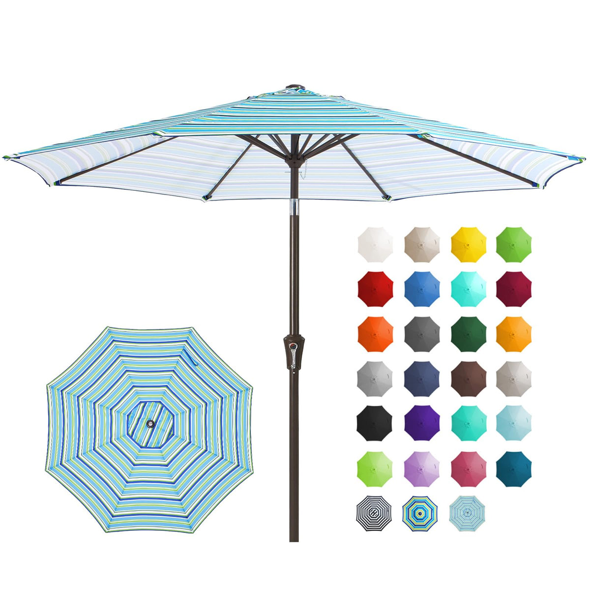 JEAREY 9FT Outdoor Patio Umbrella, Market Umbrella, Dark Blue