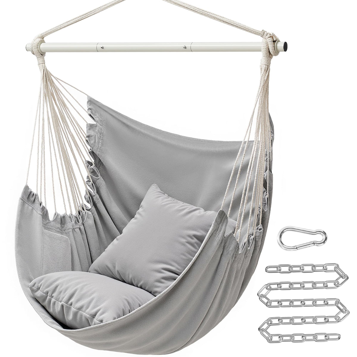 SONGMICS Hammock Chair, Load Capacity 330.7 lb, with 2 Cushions and Pockets