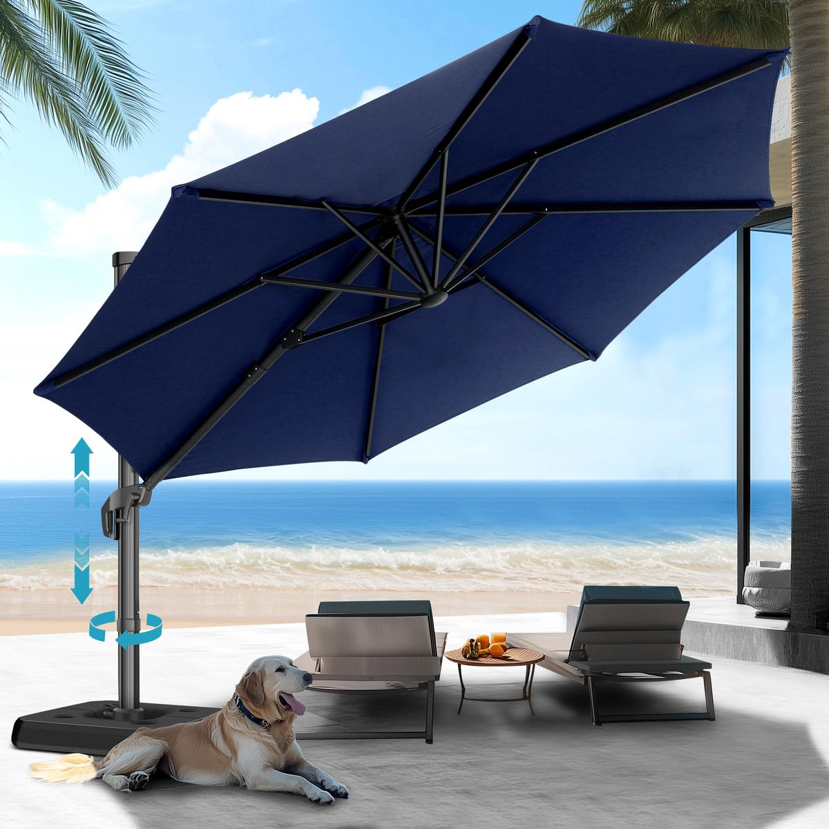 HOTEEL 10x10ft Patio Umbrella Cantilever Umbrella Double Top - Upgrade and Intensify - 360 Rotation and 5 Angles Adjustment - Aluminum Offset Pool Umbrella Outdoor Umbrellas for Patio Garden Deck Pool