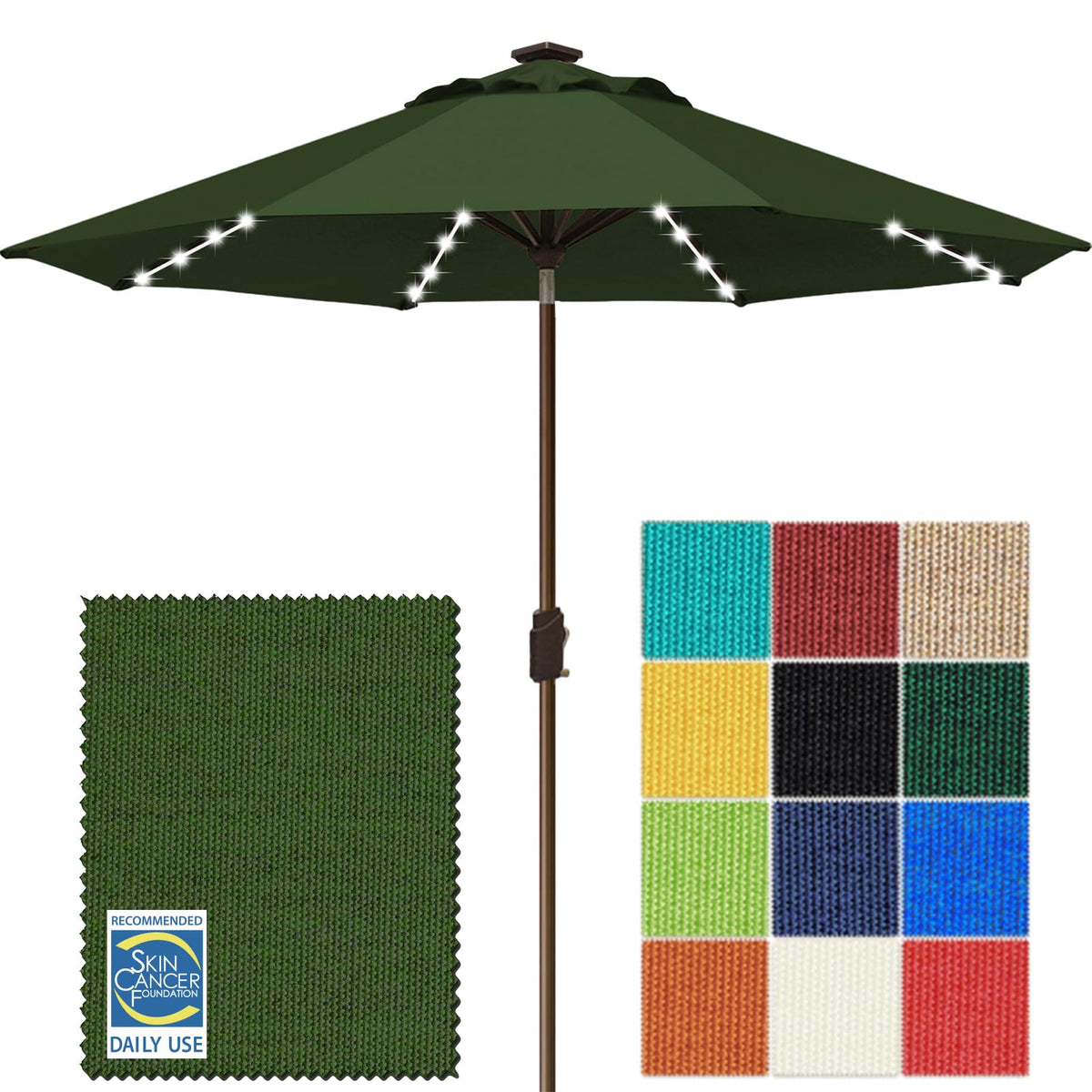 EliteShade USA 10-Year-Non-Fading 9ft 3-Tier Market Patio Umbrella, Commercial Table Umbrella with 80 Solar LED Lights, Crank Open, Windproof & UPF 50+ UV Protection for Garden, Deck, Pool, Backyard, Heather Beige