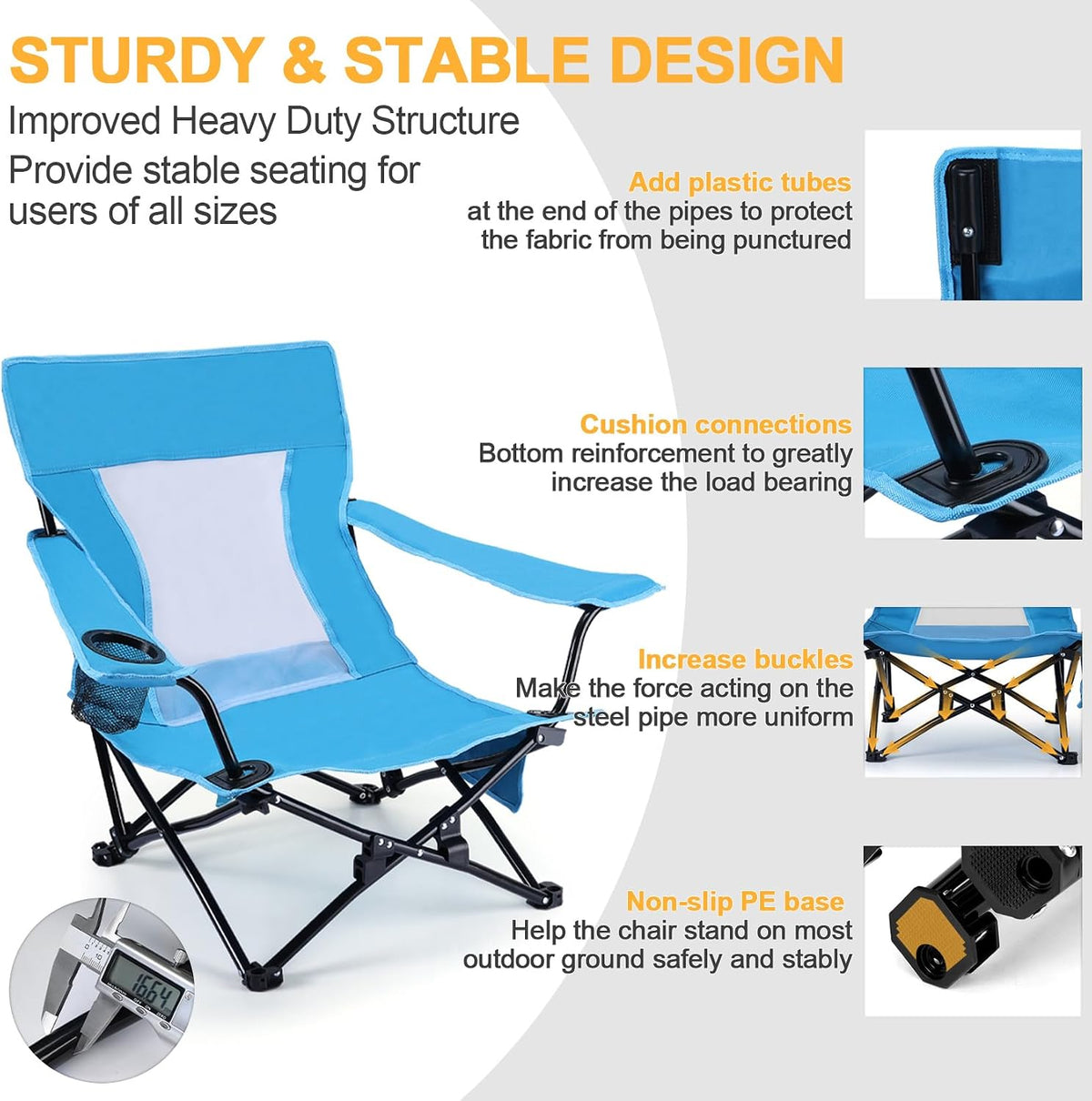Joyfair Beach Camping Chair (2 Pack), Folding Chair for Adults (Blue)
