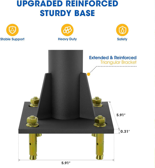 2 Pack Shade Sail Poles, 10 FT Outdoor Sun Shade Poles for Deck, 2.4" Diameter Steel Heavy Duty Shade Pole Kit for Outdoor Shade in Ground and Backyards, Patio, Deck, Black Three Ring Sun Shade Pole