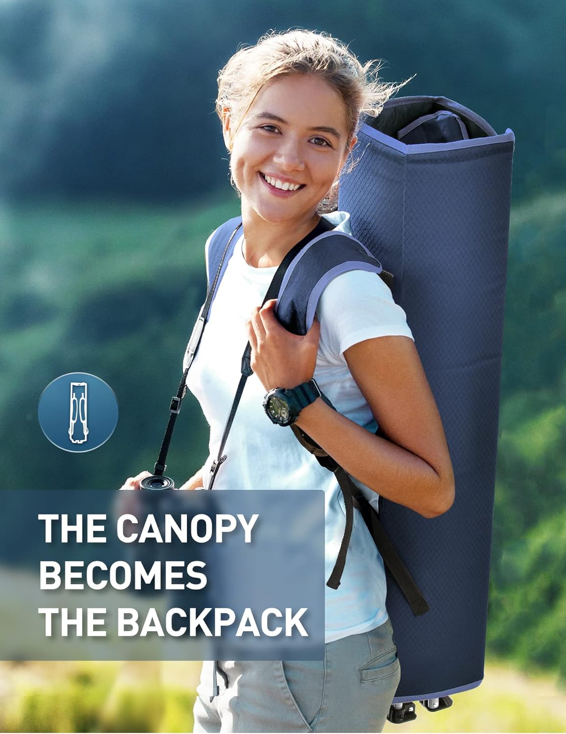 Docusvect Beach Chair with Canopy Shade - Canopy is the Backpack