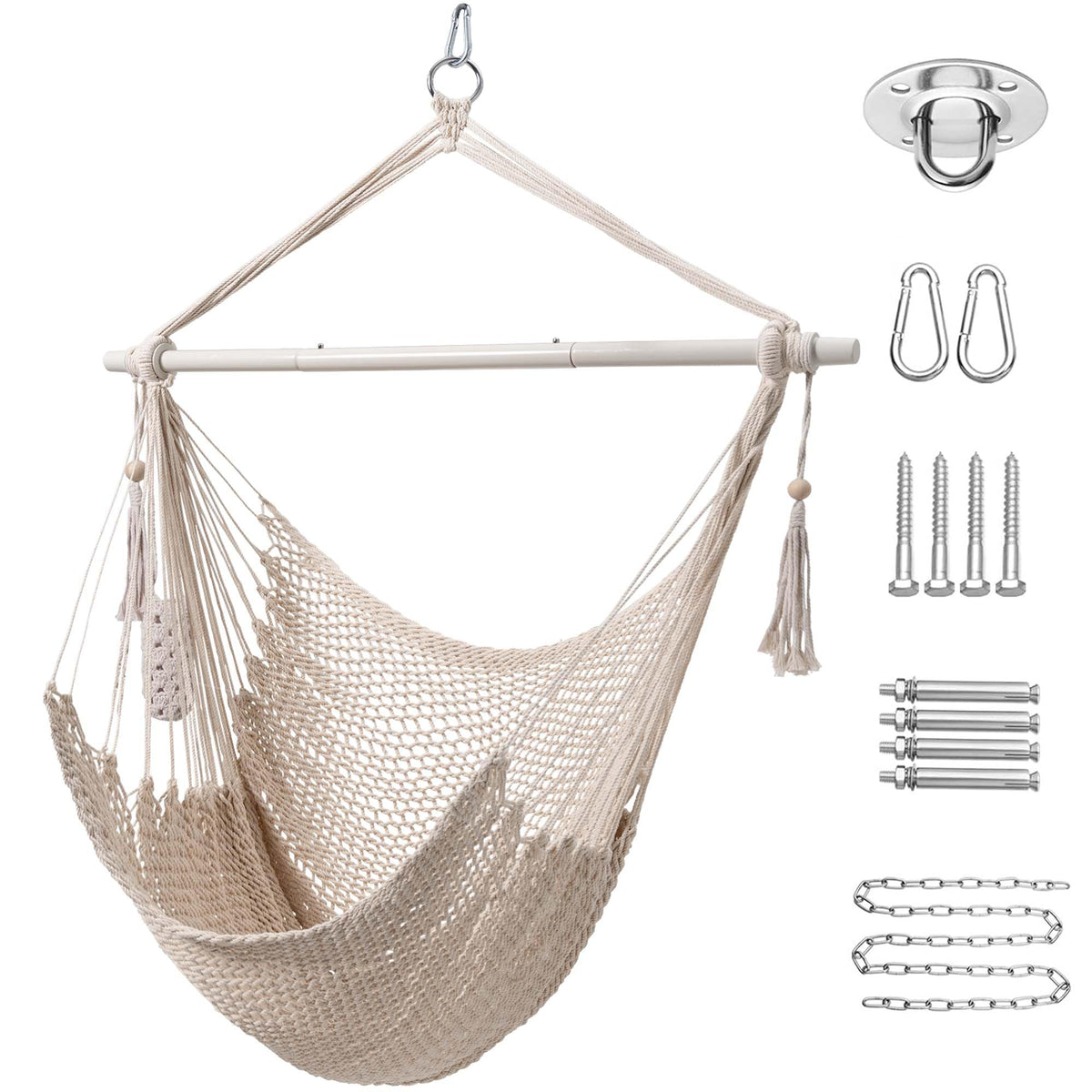 Lazy Daze Hanging Rope Swing Chair, Steel Spreader Bar Hammock Chair