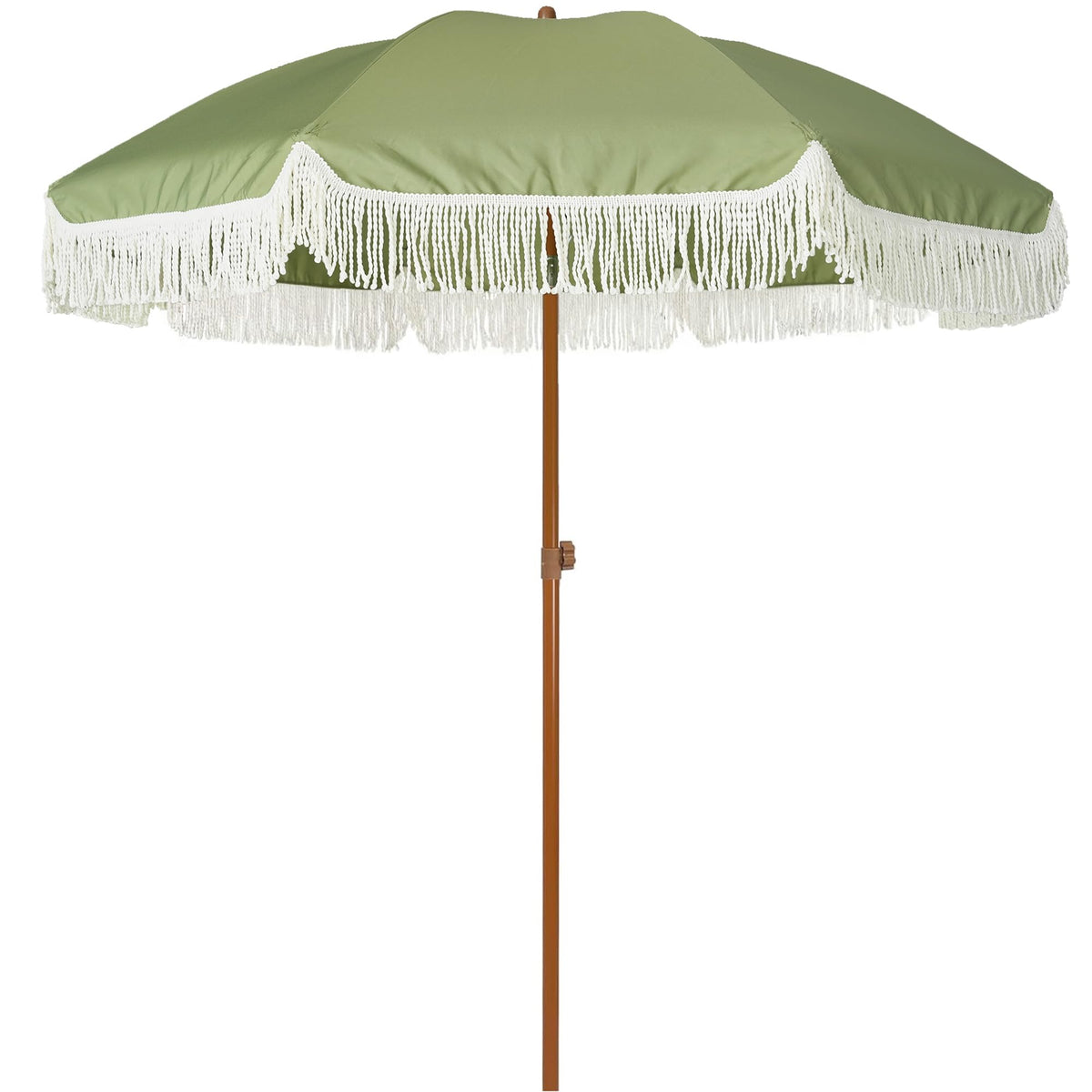 AMMSUN 7ft Patio Umbrella with Fringe Outdoor Tassel Umbrella UPF50+ Premium Steel Pole and Ribs Push Button Tilt, Cream White