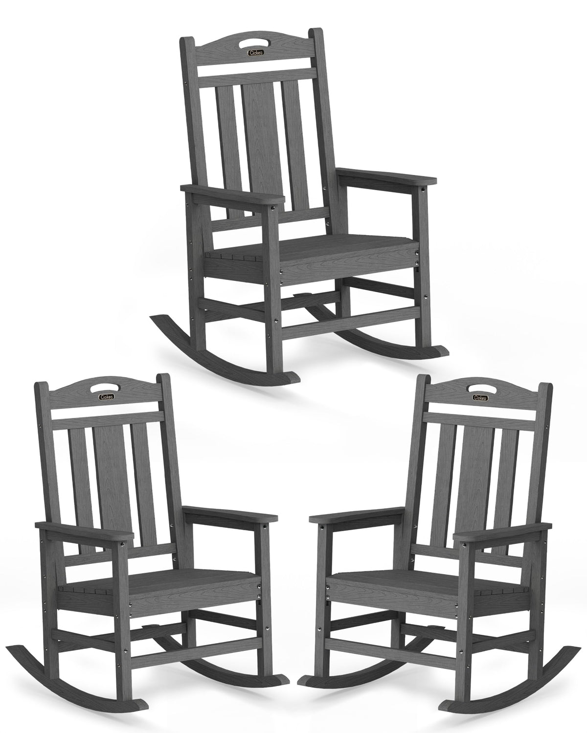 Ciokea Oversized Outdoor Rocking Chair, 380lbs Heavy-Duty Large Patio Rocker, Weather Resistant & Anti-Fade Porch Chair, High Back Cozy Rocking Chair for Outside, Fire Pit, Deck, Garden, Black