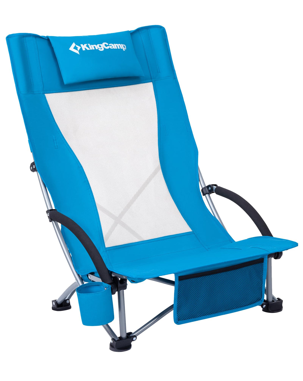 KingCamp Low Beach Chairs 2 Pack, Folding Portable High Back Chair