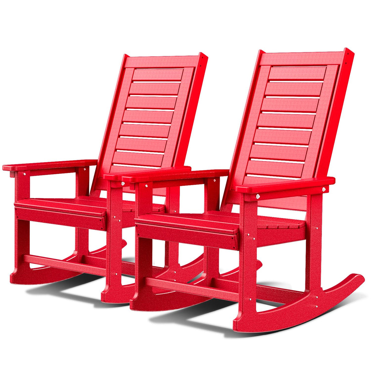 GREENVINES Oversized Outdoor Rocking Chairs Set of 2, HDPE Rocker, Black