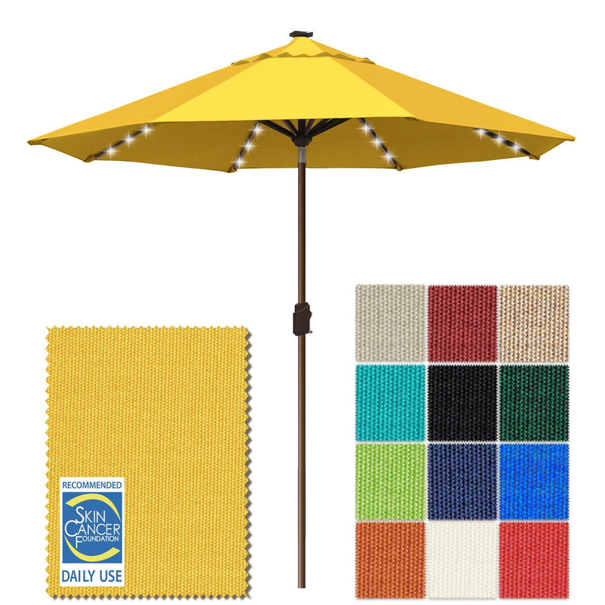 EliteShade USA 10-Year-Non-Fading 9ft 3-Tier Market Patio Umbrella, Commercial Table Umbrella with 80 Solar LED Lights, Crank Open, Windproof & UPF 50+ UV Protection for Garden, Deck, Pool, Backyard, Heather Beige