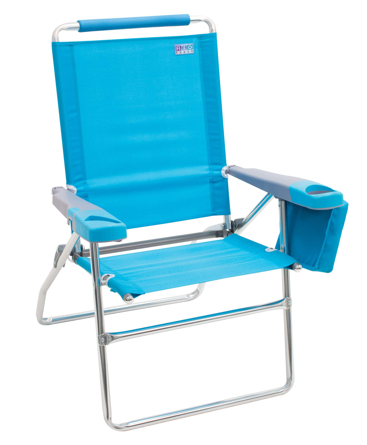 Rio Beach 2-Pack 17" Extended Height 4-Position Folding Beach Chair, Blue/White