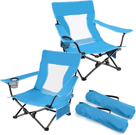 Joyfair Beach Camping Chair (2 Pack), Folding Chair for Adults (Blue)